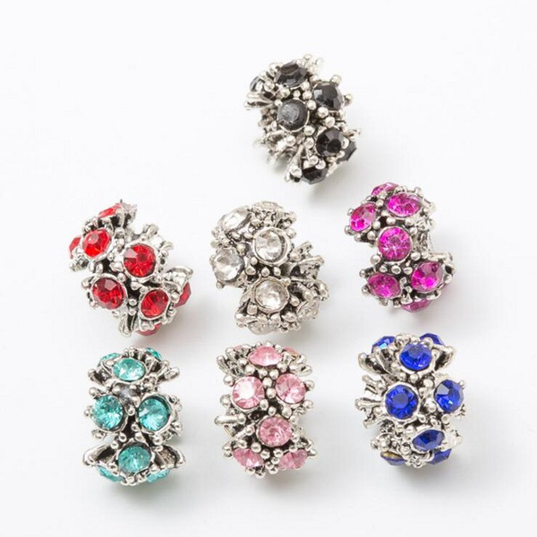 100pcs of Fashion Multicolor Crystal Rhinestone European beads Fits European Pandora Charm Bracelets 9*12mm free shipping