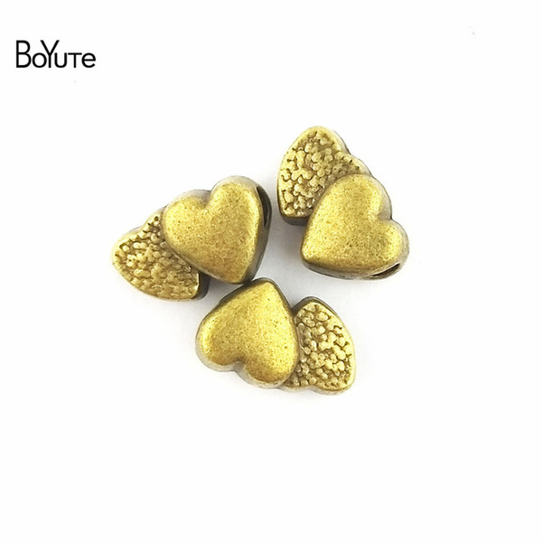 BoYuTe (50 Pieces/Lot) 13*8*7MM Antique Bronze Silver Love hole Beads Zinc Alloy Beads fit Diy Bracelets Necklace Jewelry Components