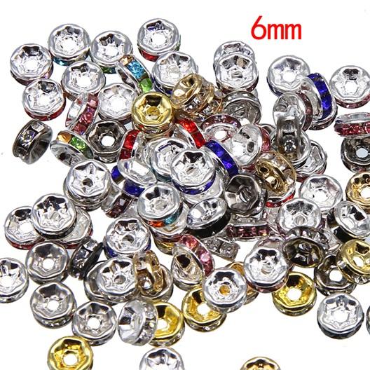 Handmade Accessories Lace Drill Ring Beads Color Bracelet Diamond Wave Wafer spacer Wheel ring 6mm diy Jewelry Accessories