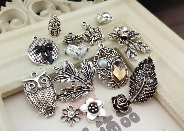 Silver plated retro accessories set auger adorn article DIY manual accessories Used in the clothing headdress jewelry