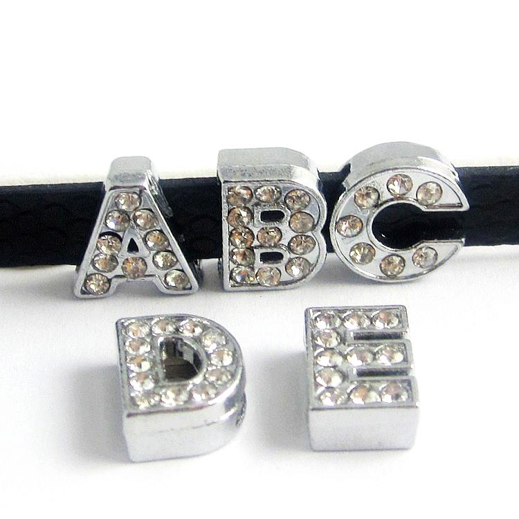 Factory Price 26PCS10MM Full Rhinestone Slide Letter DIY accessory Fit 10mm Dog Collar & Wristband & Belt / Fast LSSL02*26