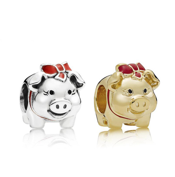 High quality 925 Cute pig pendant Big Hole Loose Beads Pandora DIY Jewelry Bracelet Pendant European Style Bracelet Necklace accessorie