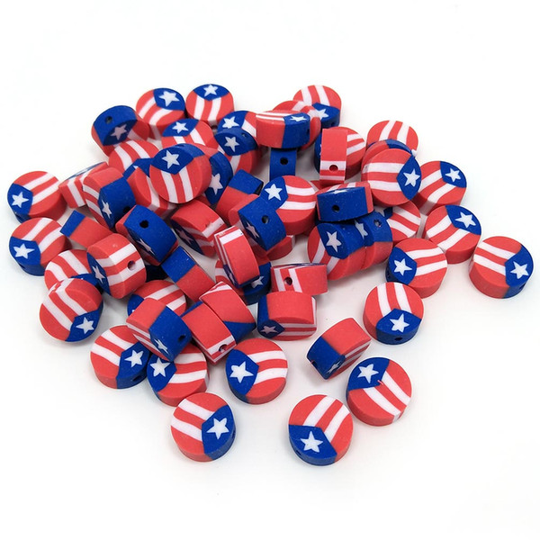 3 Styles 300pcs per lot Round Clay National Flag Beads of America Puerto Rico and UK Size in 10mm Diameter for Jewelry DIY