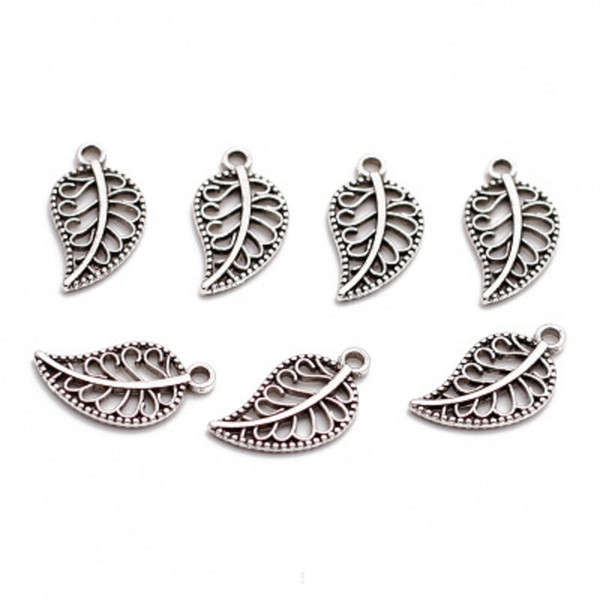 Hollow leaves Pendants Loose Beads Charm Fit Necklaces Bracelets Vintage Tibetan Silver Pendants For DIY Jewelry 100PCS/LOT Wholesale