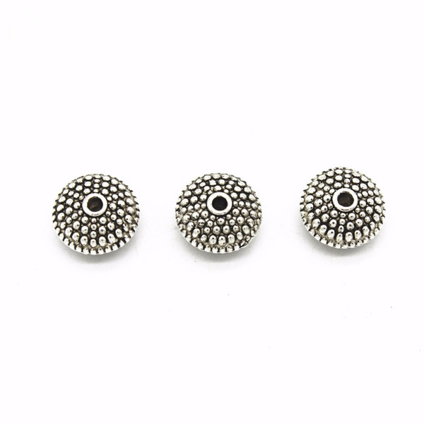 100 PCS 11mm Vintage Alloy Tibetan Silver Flying Saucer Spacer Beads DIY Hole Beads DIY Jewelry Accessories