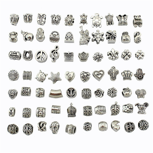 Mix Styles Big Hole Loose Beads Charm For Pandora DIY Jewelry Bracelet For European Bracelet Necklace