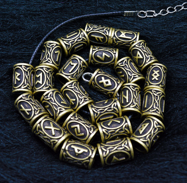 24 Style Full Set Viking Runes Charms Beads Findings For Bracelets Pendant Necklace For Beard Or Hair Jewelry Making