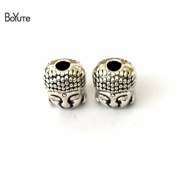 BoYuTe (50 Pieces/Lot) 11*9MM Vintage Diy Accessories Parts Wholesale Antique Bronze Silver Buddha Beads for Jewelry Making