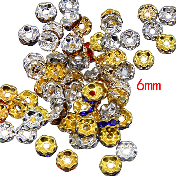 Handmade Accessories Lace Drill Ring Beads Color Bracelet Diamond Wave Wafer spacer Wheel ring 6mm diy Jewelry Accessories