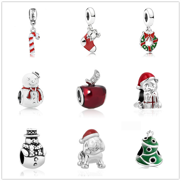 newest free shipping MOQ20pcs european silver christmas gift snowman tree stocking diy loose jewelry bead Fit Pandora Charm Bracelet D013