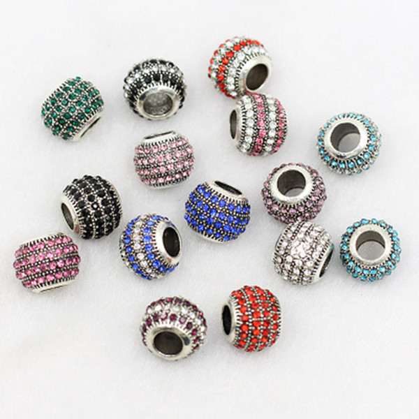 DIY Tibetan Silver Alloy Loose Beads Diamond Bead 10*12mm 10 Color Alloy Loose Beads Women Jewelry Charm Bracelet&Necklace