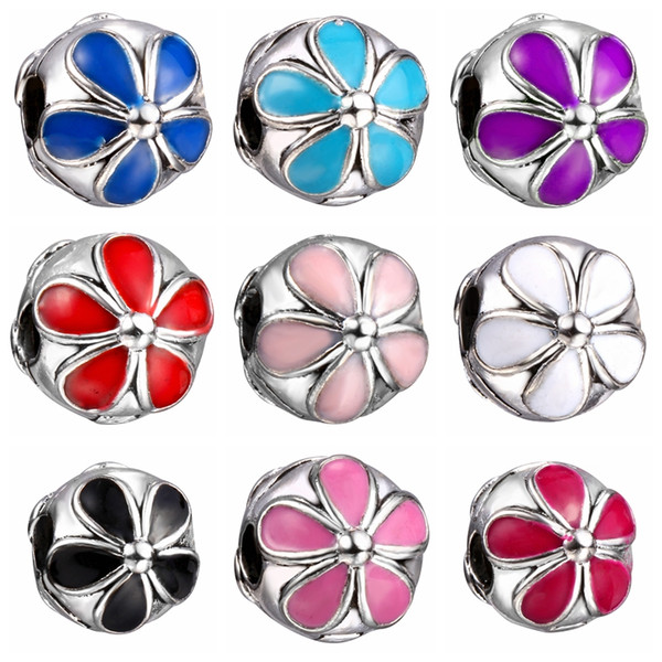 Fashion European Charms Flower Stop Safety Beads Big Hole Loose Beads charm For DIY Jewelry Bracelet For European Bracelets SF30