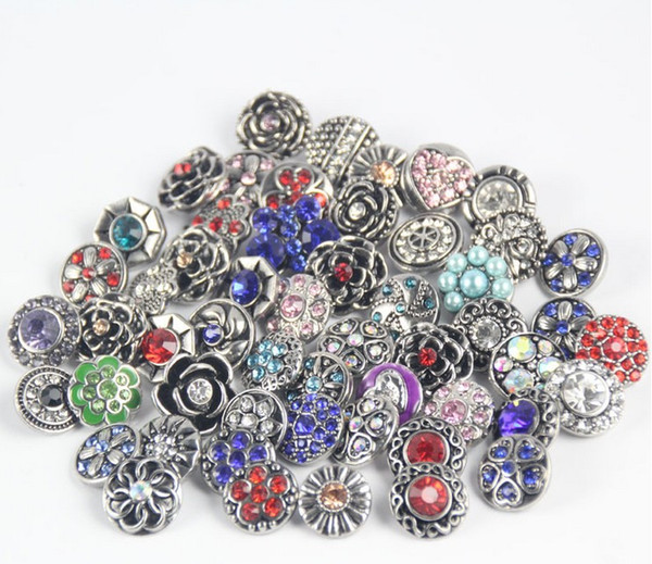 chunks snap button jewelry Mix Many styles 18mm Metal Snap Button Charm Rhinestone Styles Button Ginger Snaps Jewelry qn