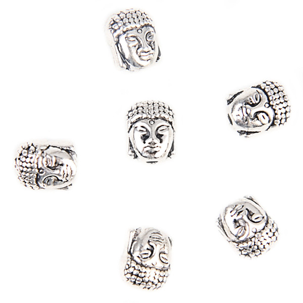 50PCS Buddha Head Small Spiritual Alloy Metal Beads Silver Gold Plating Spacer Beads for Bracelet Necklace accessories DIY Jewelry Making