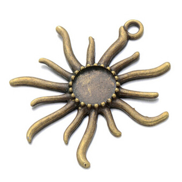 Bulk Lots Silver Bronze Sun Shaped Metal Antiqued Charms DIY Jewelry for Necklace Bracelet Keyrings Loose Bead Xmas Gifts