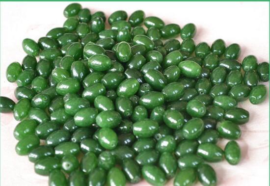 Hot Sale! Xinjiang's hotan jade Loose Beads Spinach jade green mountain 200Pcs/lot apple626