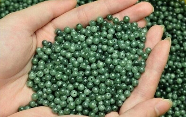 (5-6MM )Natural emerald Burmese Jade green jade beads ice round bead DIY bracelet necklace Burmese Jade Loose Beads 500pcs/lot Free Shop