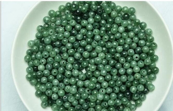 300pcs(6MM )Natural emerald Burmese Jade green jade beads ice round bead DIY bracelet necklace Loose Beads Fast Shopping!