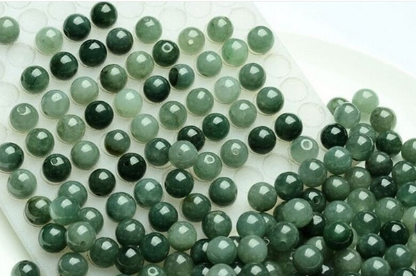 100pcs(8MM )Natural emerald Burmese Jade green jade beads ice round bead DIY bracelet necklace Burmese Jade Loose Beads Free Shopping!