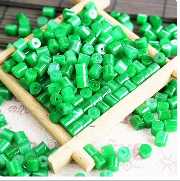 1000Pcs/lot Jadeite loose dried green iron dragon semi-finished green jade pith short bead hetian jade bracelet necklace DIY accessories