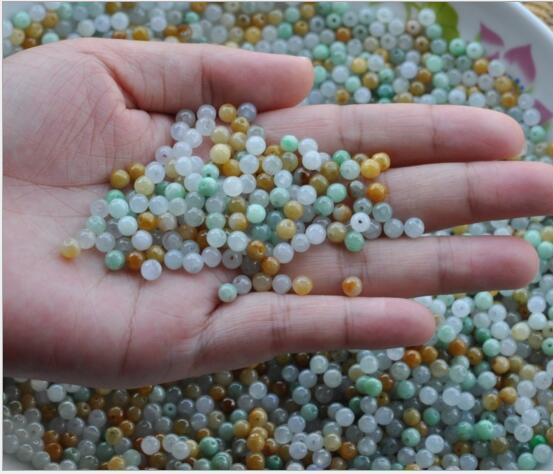 1000Pcs/lot Natural jade Burma jade A goods ice three-color round Burmese Jade Loose Beads 10000000pcs In Stocks apple626#