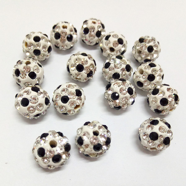 10mm Straight Hole Clay Beads for Mobile Phone Chain Necklace Bracelet Key Buckle Accessories Football Shambhala Beads Diamond Loose Beads