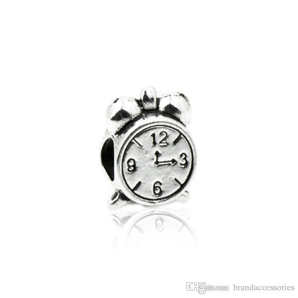 Creative Silver Loose Beads Alloy Clock Shaped Engraved Charms Fits DIY Pandora Bracelets Pendant Jewelry Accessories Findings HJ188