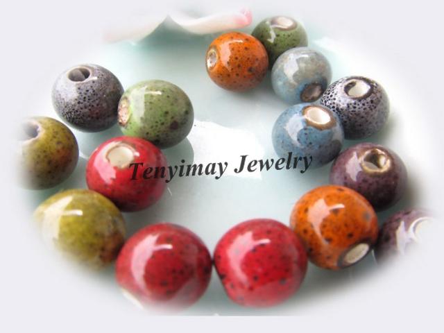 Ceramic Loose Beads With Leopard Dot 10mm Mixed Color Free Shipping (100pcs/lot)