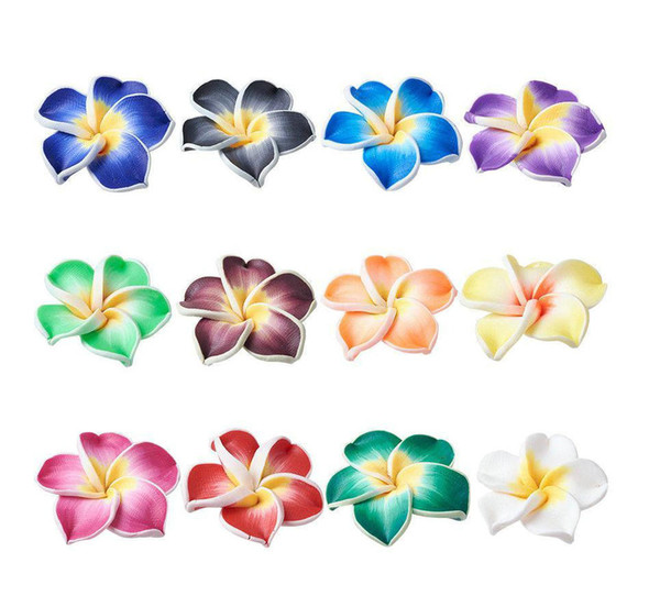 150pcs/lot MIX COLORS Polymer Clay Plumeria Flower Beads 15mm Loose Beads FOR BRACELET DIY JEWELRY MAKING