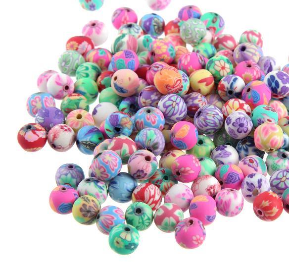 Polymer clay beads jewelry accessories wholesale diyhandmade material 8 /6/10/12/14 mm melange color round bead