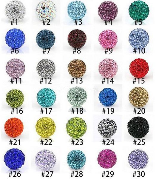 New Loose Beads Crystal Drilling Ball Shamballa Czech Mixed Color Micro Pave CZ Disco Ball Crystal Bead Bracelet Necklace Beads D0134