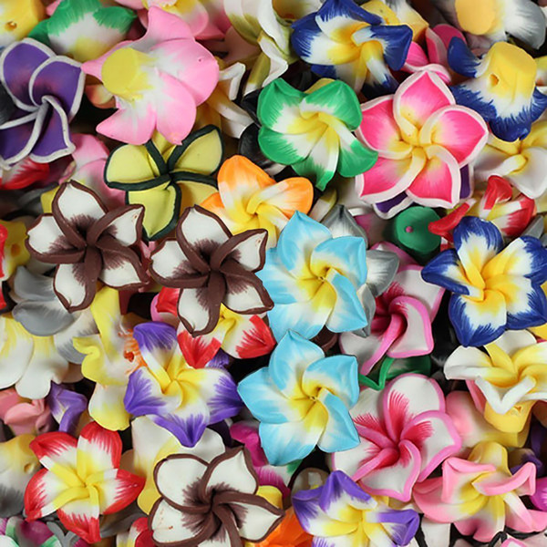 YOUS Mix Polymer Fimo Clay 5-leaves Flower Spacer Loose Beads Necklace Ornament 15mm for DIY Jewelry Making