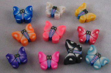 600PCS Mixed colour fimo polymer clay butterfly beads