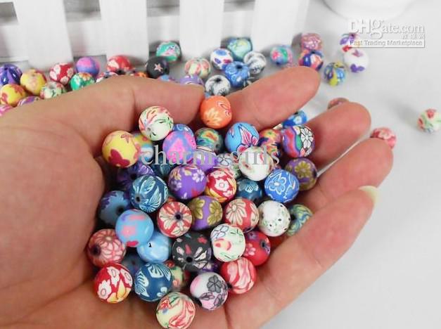 200pcs Rondelle Handmade Polymer Clay Fimo beads Fit Bracelet Necklace 10mm