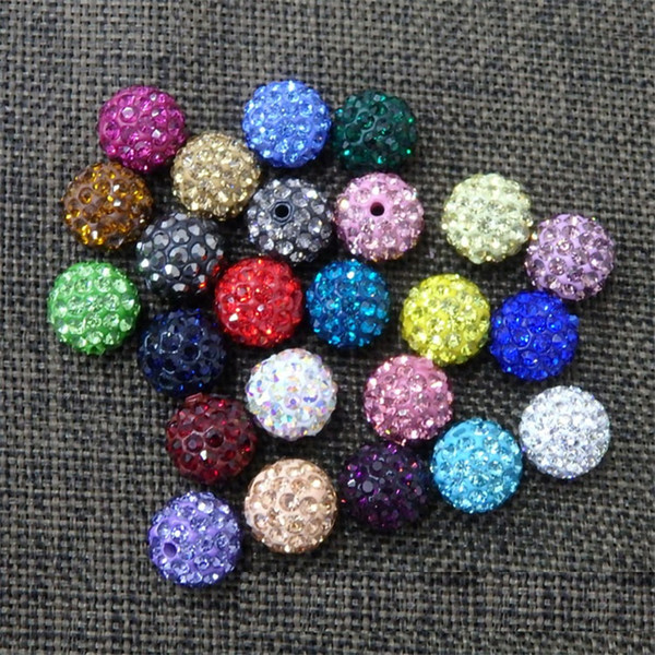 New Fashion muticolors Free shipping 10mm Clay Crystal ceramic Pave Round Disco Ball Beads polymer clay beads clay diamond ball CB012