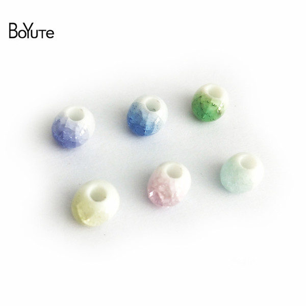 BoYuTe 100Pcs 6 Colors 6MM Handmade Ceramic Beads Wholesale Diy Porcelain Ceramic Jewelry Beads Round Shape beads