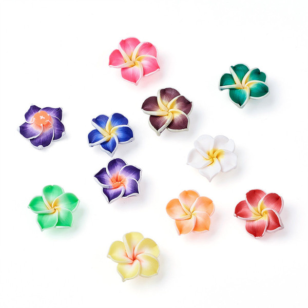 150pcs/lot MIX COLORS Polymer Clay Plumeria Flower Beads 15mm Loose Beads FOR BRACELET DIY JEWELRY MAKING