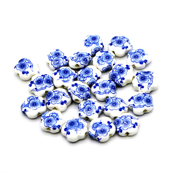 15*6mm Ceramic Beads Porcelain DIY Beads Handmade Flower Hole Beads For Jewellry Making Women Decoration Wholesale