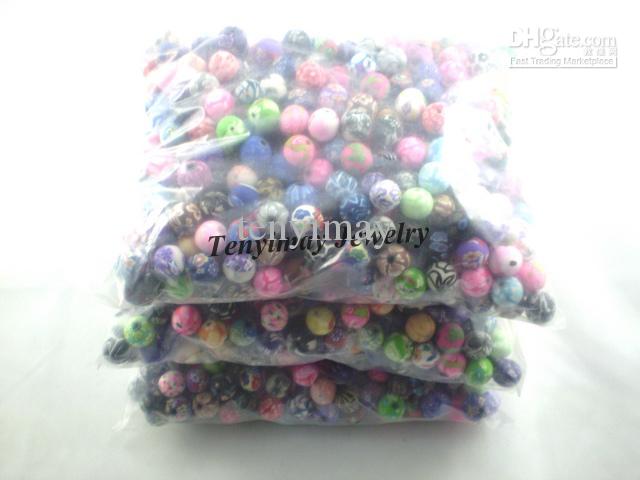 Polymer clay beads free shipping, mixed color 10mm clay jewelry fittings wholesale, clay loose beads