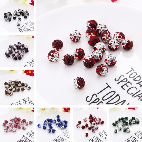 Wholesale 10mm New fashion clay Ball Crystal Shamballa Bead Bracelet Necklace Beads Bracelet DIY accessories T2C248