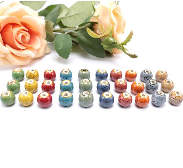 50 pcs 10mm,Porcelain Beads,round shape mixed colors,ceramic DIY loose beads jewelry making finding free shipping