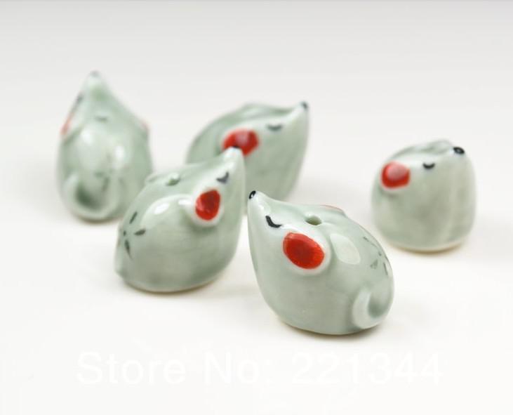 Porcelain Beads, animal styles,mouse design ,ceramic beads,mixed color, sold per bag of 15 pcs