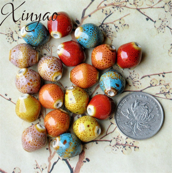 XINYAO 30pcs/lot 2.5mm Hole Rhombus Snail Ceramic Beads Handmade Porcelain Beads for Women DIY Bracelets Jewelry Making 15X13mm