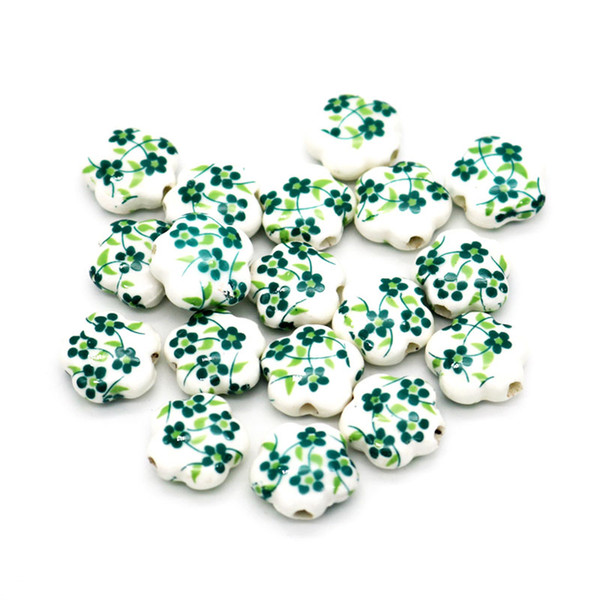 50pcs Beads Wholesale Mix Color Flower Shape Ceramic Porcelain Beads For Jewelry DIY Making Handmade Loose Charm Bead