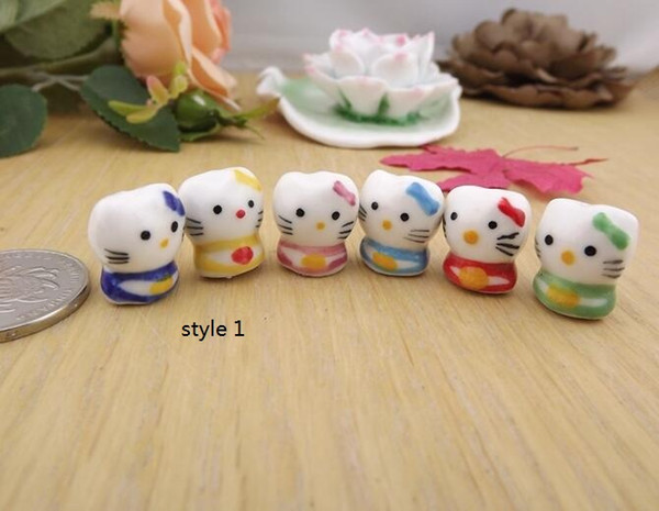 Porcelain Beads,mixed color,ceramic DIY loose beads, animal cat design, sold per pack of 20 pieces