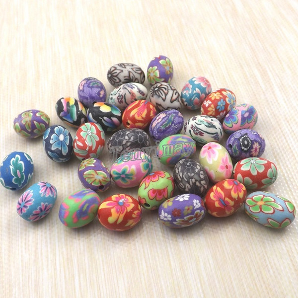 Egg Shape Polymer Clay Beads 11x15mm Mixed Color Clay Beads For Necklace Making Free Shipping 250pcs