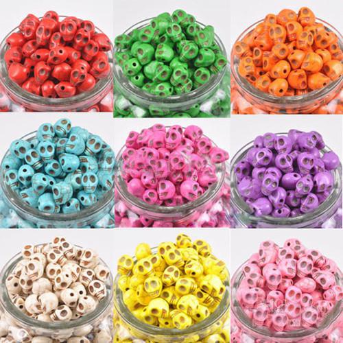 500pcs* Mix Color 12mm Skull Beads Charms Loose Beads Fit Bracelets Necklace