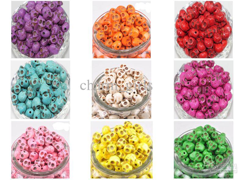 Skull Turquoise Gemstone Loose Beads Charms Skull Bead Fit Diy Handcraft 12mm mix 1000pcs