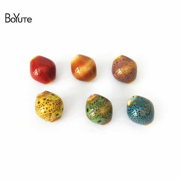 BoYuTe Beads Wholesale 60Pcs 6 Colors Porcelain Ceramic Beads 15*13MM Diy Glaze Snail Beads for Jewelry Making