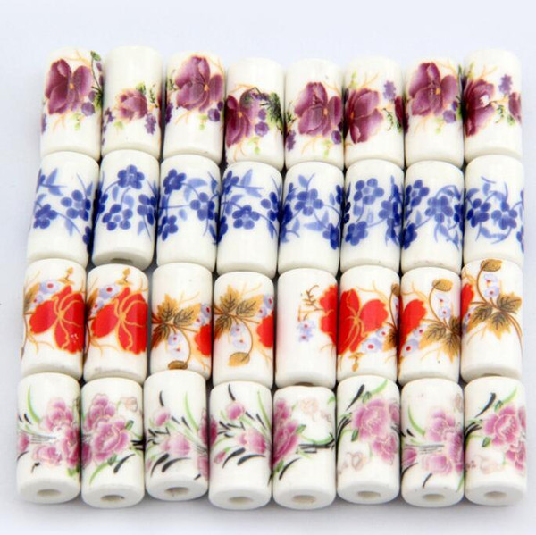 20 pcs ,9mm*17mm, hole size about 3mm Porcelain Beads,mixed color, flower pattern ceramic DIY loose beads jewelry finding